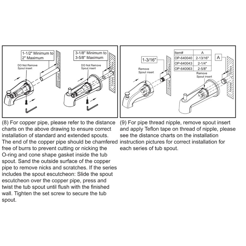 Olympia Faucets OP-640063 Extended Combo Diverter Tub Spout (Matte Black)