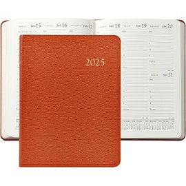 Graphic Image 2025 Desk Diary Agenda Appointment Book Planner, Genuine Goatskin Leather, 7x9" - Published and Bound in The USA