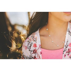 10k Yellow Gold White Cultured Freshwater Pearl Chain Station Necklace, 18"