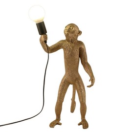 CHABEI Modern Table Light, Monkey Desk Lamp, Resin Standing Monkey Lighting for Living Room, Bedroom, Office, College Dorm (Gold)