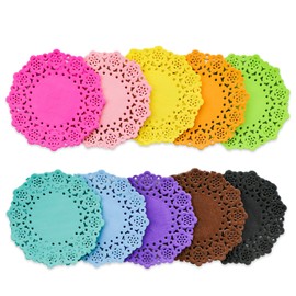 200 Pcs 3 Inch Round Lace Coloured Paper Doilies, Assorted 10 Colours Mini Paper Doilies for Tables, Crafts, Wedding Party and Tableware Decoration