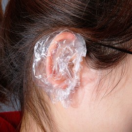 Large Capacity Waterproof Hair Dyeing Ear Covers Disposable Vinyl Ear Caps 100P for Salon & DIY Hairdressing Ear Cover 5ea