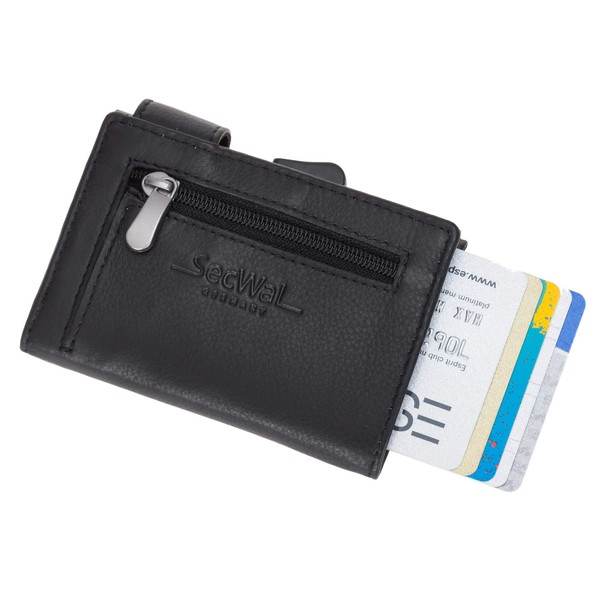 Secwal Leather Wallet Smart Mini Aluminium RFID Protection + Key