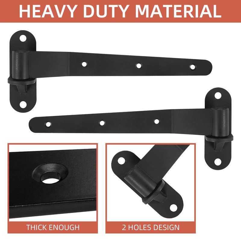 4 Pack Heavy Duty T Gate Hinges, 12inch Strap Gate