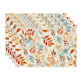 Artoid Mode Leaves Autumn Placemats Set of 4, 30 x 45cm Fall Table Mats for Party Kitchen Dining Decoration