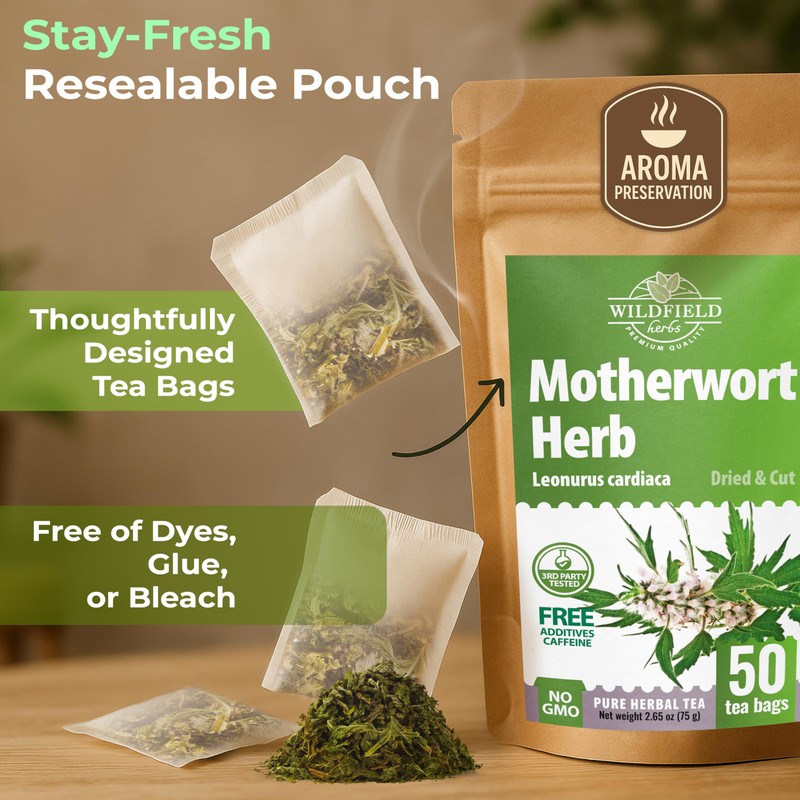 50 Bags Motherwort Tea Dried Motherwort Herb (Leonuri Herba) -