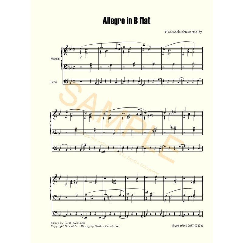 Allegro in B flat for Organ