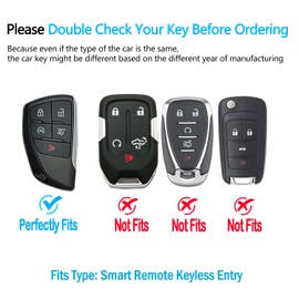 JOYEAR for Chevy Key Fob Cover with Key chain Compatible with 2022-2025 Silverado 1500 GMC Sierra 1500, 2024-2025 Silverado Sierra 2500HD 3500HD Car Accessories (Silver-White, 5 Buttons)