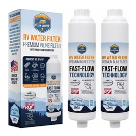 Clean Camper RV Inline Ultra-Premium Water Filter | Certified Carbon Activated Water Filtration | Filters Out Lead, Chlorine, Sediment & More | Experience Clean Water in Your RV | 2 Pack
