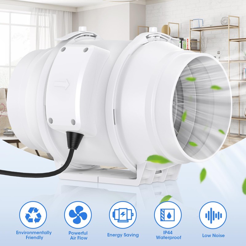 Tesansi 6 Inch Inline Duct Fan with EC Motor -