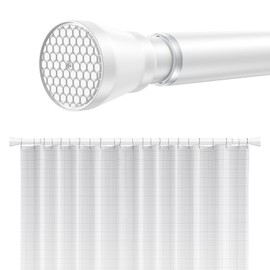 Shower Curtain Rod 43-73 Inch Adjustable Shower Rod White Tension Rod Spring Curtain Rod Rust Proof Shower Rods for Bathroom White Curtain Rods No Drilling