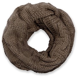 StyleBreaker 01018155 Unisex Knitted Loop Scarf with Grid and Rib Pattern, Plain Fine Knit Snood Scarf, Winter Knitted Scarf -