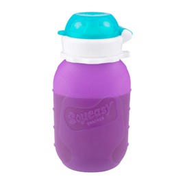 Purple 6 oz Squeasy Snacker Spill Proof Silicone Reusable Food Pouch - for Both Soft Foods and Liquids - Water, Apple Sauce, Yogurt, Smoothies, Baby Food - Dishwasher Safe