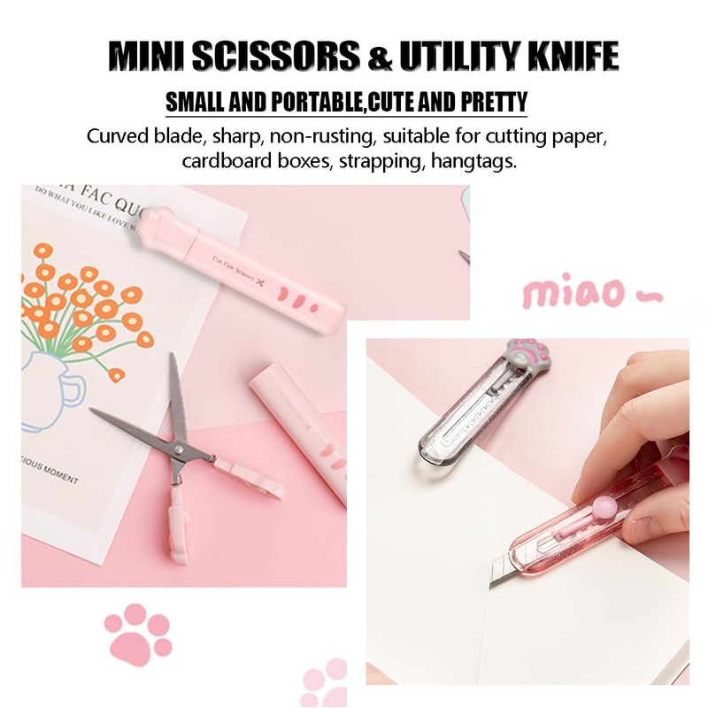 BITOSEE 9Pcs Cute School Supplies, Cute Stationery,Includs Pencil Sharpener,Eraser, Correction