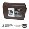 Leatherboss Genuine Leather Rfid Safe Double Zipper Accordion Wallet Organizer
