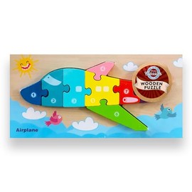 Beyond Happy Educational Kids Airplane Numbers Puzzle, Wooden Kids Toy, Help Kids Learn to Count