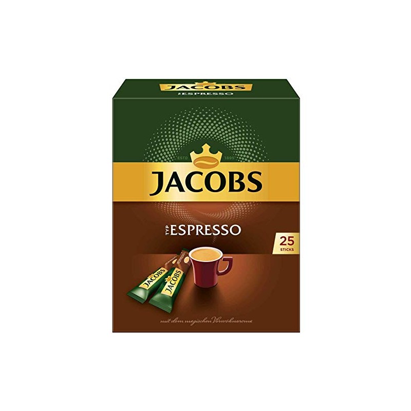 Jacobs Espresso Instant Coffee Sticks, 25 Single Servings
