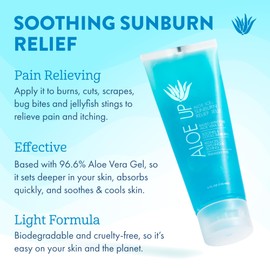 ALOE UP Aloe Ice Sunburn Relief Jelly - Face and Body Organic After Sun Gel - With 96.6% Pure Aloe Vera Gel - Reef Safe - Alcohol- and Fragrance-Free - 4 Oz - 2 pack