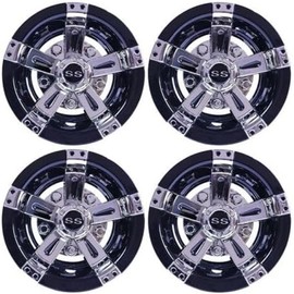 10 Inch Golf Cart Hub Caps Wheel Covers W/Chrome Spokes for EZGO Cub Car Yamaha