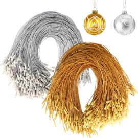 JUNEBRUSHS 600Pcs Christmas Ornament Hooks, Ornament Hangers with Snap Ornament String for Christmas Tree Holiday Party Hanging Decorations Ropes Easy and Fast Locking (Gold Silver)