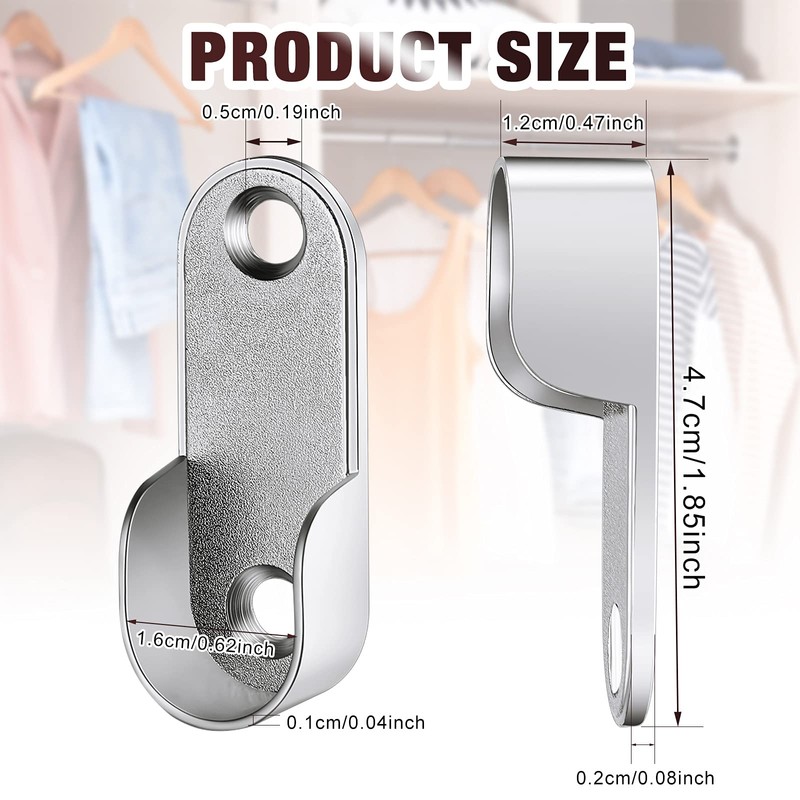 10 Pieces Zinc Alloy Oval Wardrobe Hanging Rail with 20