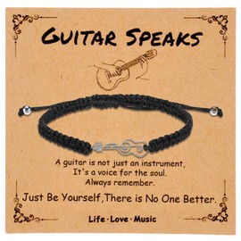 Yuunheg 4 Pcs Music Bracelet Music Gifts for Women Men Guitar Bracelet Stocking Stuffers Teacher Appreciation Gifts for Men Women Band Choir Musical Lovers Graduation Guitar Accessories (Guitar)