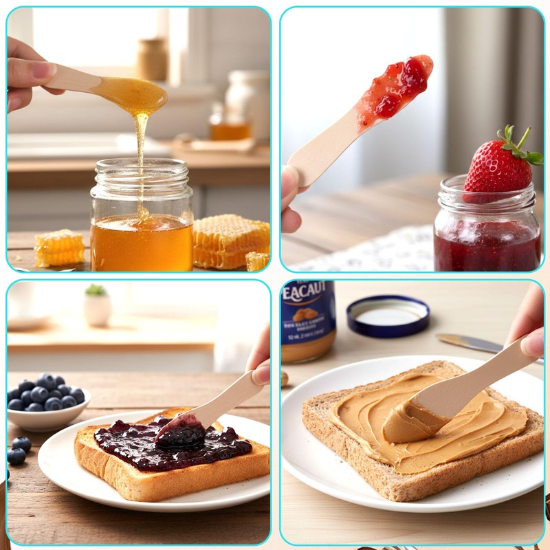 HANSGO 300PCS Small Wooden Spoons, Mini Single-Use Dessert Tasting Spoons,