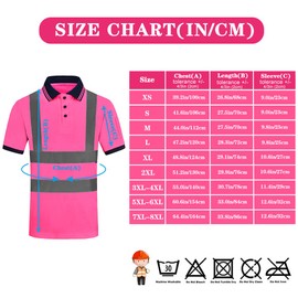 AYKRM Pink High Visibility Safety Work Polo Shirt hi vis Polo Shirt (XS-8XL)