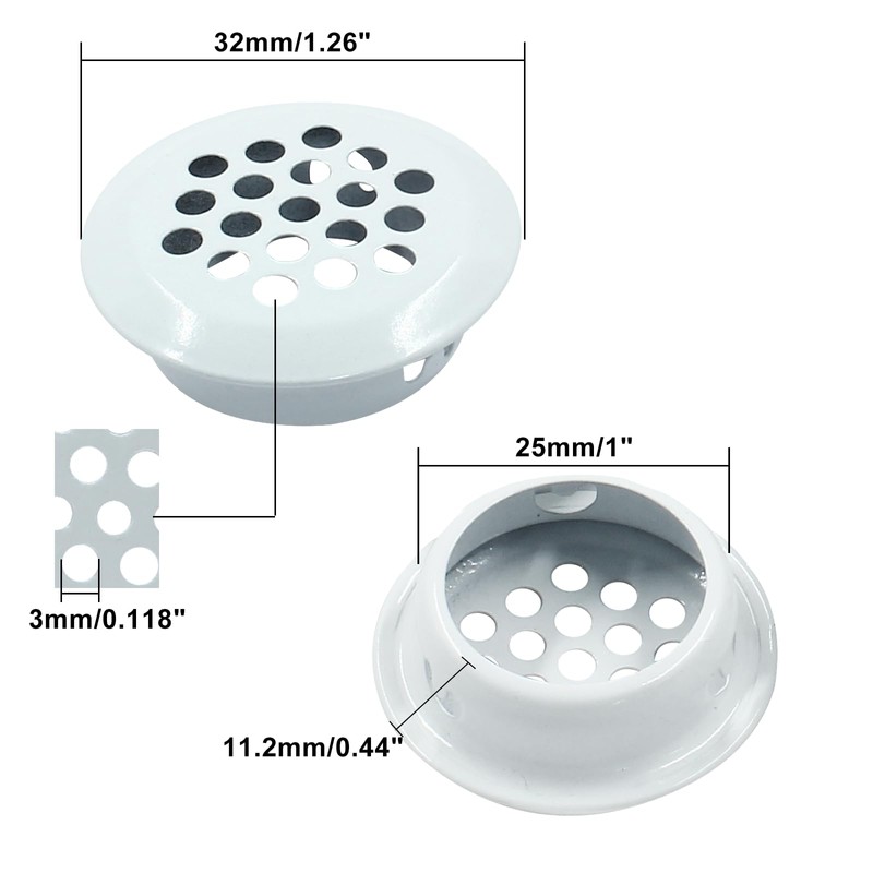 Auvotuis 20Pcs Circular Air Vents White Soffit Vent, Stainless Steel