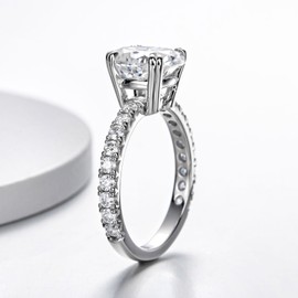 Sizeron Oval Cut Moissanite 2CT Engagement Rings for Women D Color VVS1 Solitaire 14K White Gold Plated 925 Sterling Silver size 6