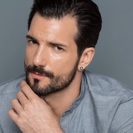 Sterling Silver Earrings for Men Earring Stud Earrings Men Stud Earrings Round Earrings Men Gift for Men Jewellery Boyfriend Birthday Gift Men Husband (Round)