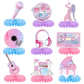 Birthday Party Decorations Music Lover Honeycomb Centerpieces,KSKSPE Party Decorations for Singer Themed Party Girls Birthday Era Fans Celebration Party Supplies