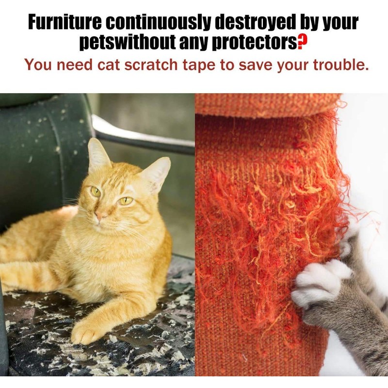 Petslucent Cat Scratch Furniture Protector Tape, Double Sided Clear Sticky