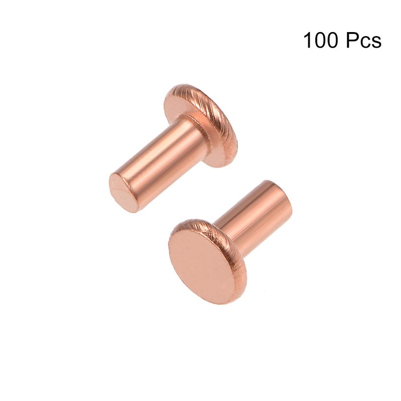 sourcing map Flat Head Copper Fixed Rivet Fasteners 5/64" x5/32"