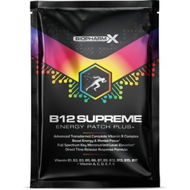 Vitamin B12 1200mcg Supreme Energy Patch + Vitamins B1, B2, B3, B5, B6, B7, B8, B9 (1 Month Supply / 30 Patches) Premium Grade & High Strength B Complex Vitamin Patch