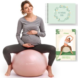 Trideer Pregnancy Yoga Ball – 1.7mm Extra Thick for Labor & Maternity, 440LB Anti-Burst, Non-Slip Stability – Includes Exercise Guide & Baby Memory Book