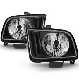 ACANII - For Black 2005 2006 2007 2008 2009 Ford Mustang Headlights Headlamps Driver + Passenger Side Pair