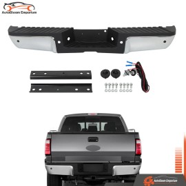 Armorlight-688 Rear Step Bumper Chrome For Ford F-250 F350 Super Duty 2008-2016 W/ Sensor Hole