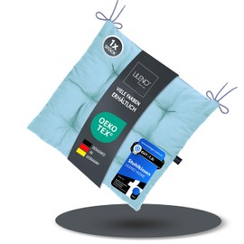 LILENO HOME Set of 1 Chair Cushions 16 Light Blue (40 x 40 x 6 cm) - Seat Cushion for Garden, Kitchen or Dining Room - UV-Resistant Indoor and Outdoor Chair Cushion as Chair Cushion (Linda FUM)