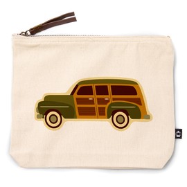 Lantern Press Woody, Station Wagon, Geometric, 100% Cotton Zipper Pouch, Travel Accessory, Go Bag