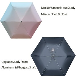 BAODINI Comapct Travle Small Mini Sun Blocking Umbrella with Case Lightweight with Aluminum Frame Pocket Size UV Protection Purse Umbrella for Women, Men & Kids