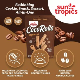 Sun Tropics  Coco Rolls Espresso Rolled Coconut Wafer  4 Oz