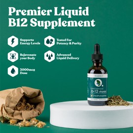Essential B-12 Liquid B12, Supports Energy and a Healthy Nervous System - Convenient Liquid Dropper Absorbs Fast & Tastes Great - 3Pack