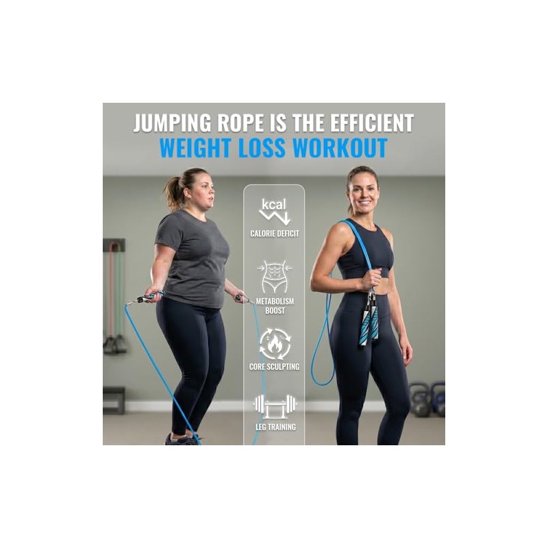 HEREROPE Cuerda de saltar con peso para hombres y mujeres,