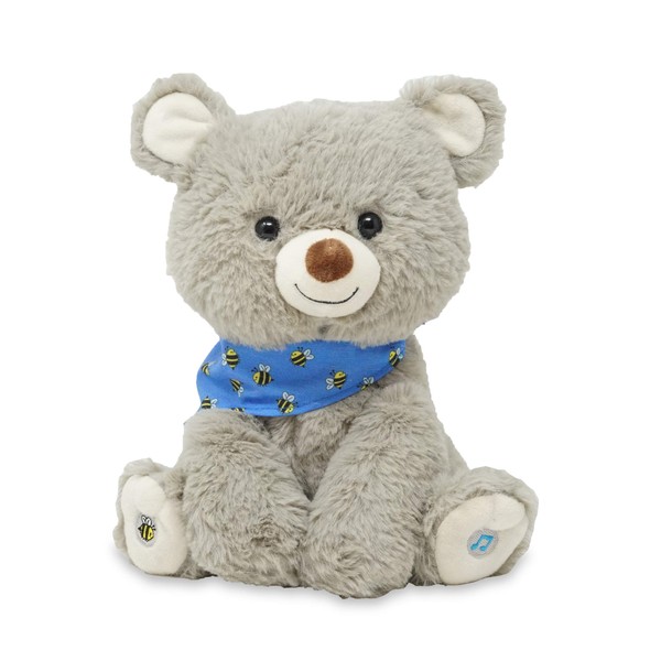 Cuddle Barn My Bear Coby - Animated Bear Cub Stuffed Animal, 11" Gray Singing Plush Toy