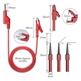 Cleqee 50pcs Car Back Probe Kit Banana Plug Alligator Clip Insulated Needle Wire Piercing Probe Auto Diagnostic Digital Multimeter Electrical Measurement Diagnostic Inspection Repair Back Probe Test