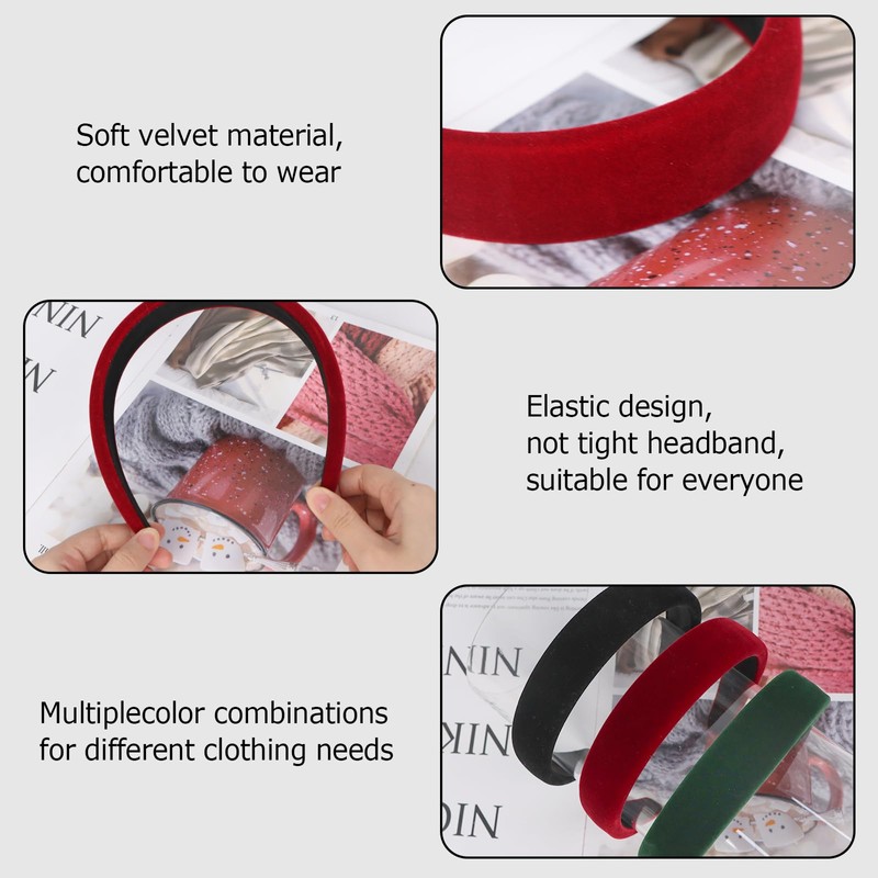 Headbands Boho Hair Band for Women, 3Pcs Headband Wide Fabric