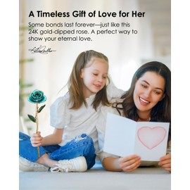 ECO SPACE 24K Gold Dipped Rose – Handpicked Real Rose Preserved in 24K Gold – Dreamy, One-of-a-Kind Romantic Gift for Her– Ideal for Birthday, Anniversary, Mother’s Day, Valentine’s (Turquoise Blue)