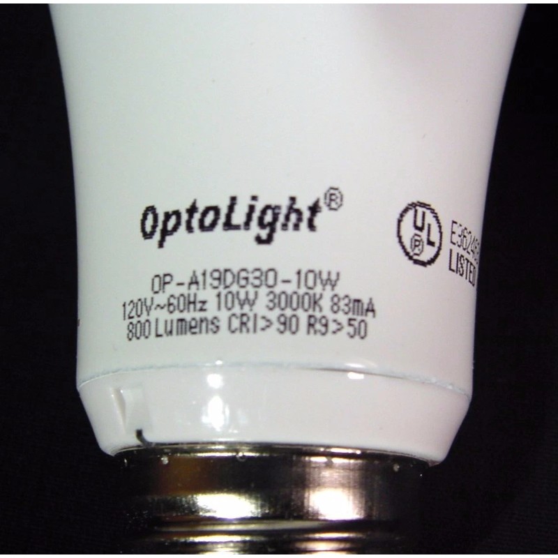 OptoLight LED Dimmable Light Bulb 800 Lumens 10 Watt=60 Watt