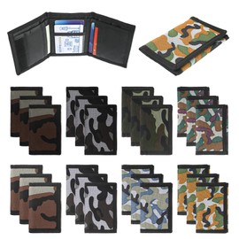 Aliceset 24 Pcs Kids Trifold Wallets Bulk Nylon Kids Wallet for Boys Sports Outdoor Wallets Children Utility Wallet (Camouflage Colors)